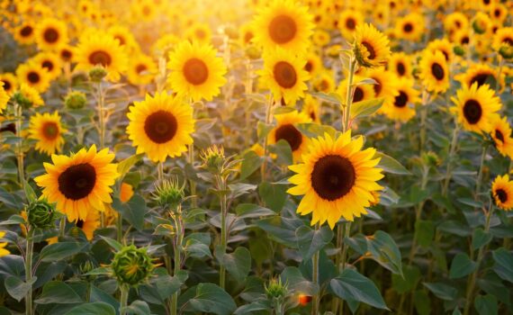 champs de tournesols sous le soleil